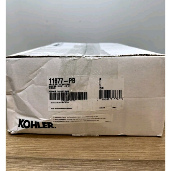 Kohler K-11677-PB Swiftflo adjustable trip lever tub Drain Polished Brass NIB - Picture 1 of 5